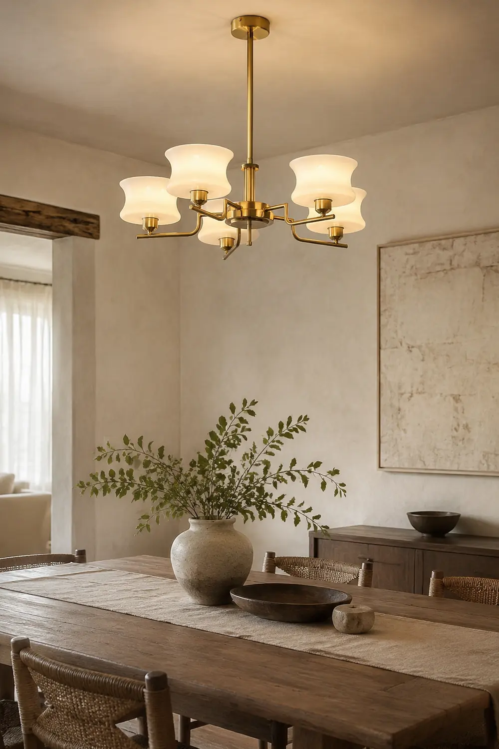 Nordic Belue Brass Glass Chandelier For Dining Room - Lumpaz