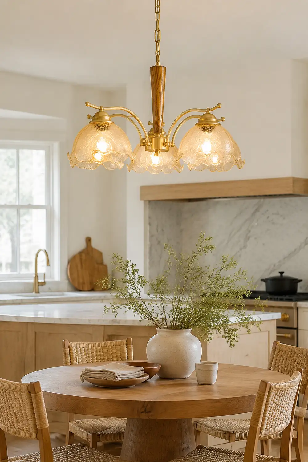 Mid Century Petals All Copper Log Glass Chandelier - Lumpaz