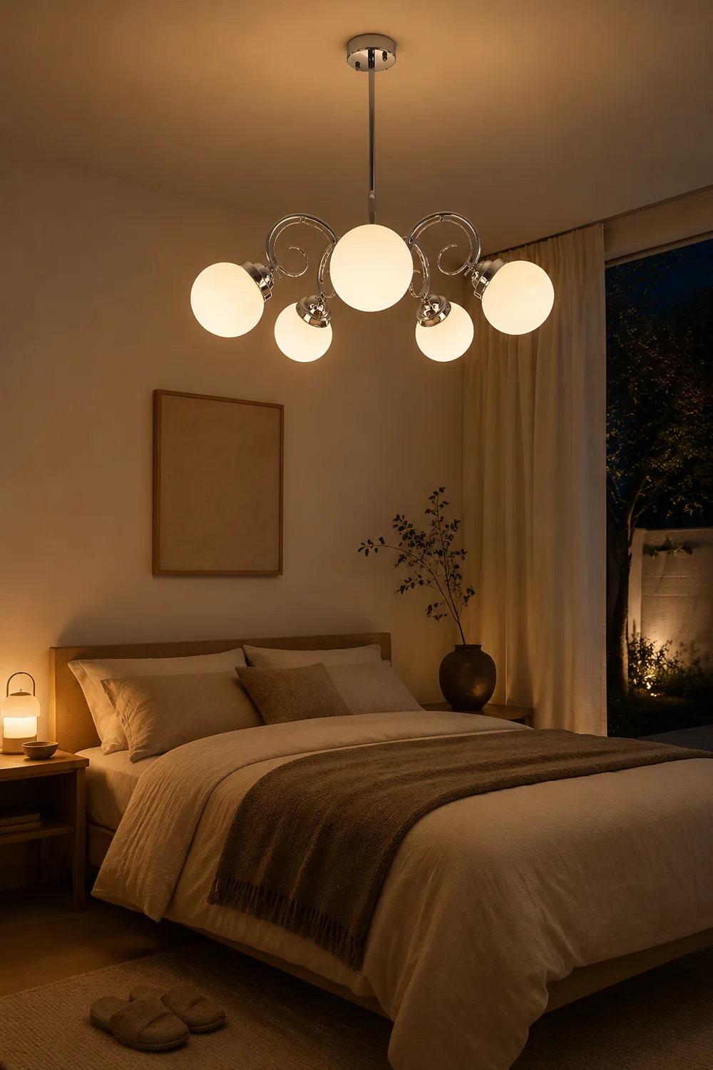 Vintage Kotter Cream Glass Chandelier - Lumpaz