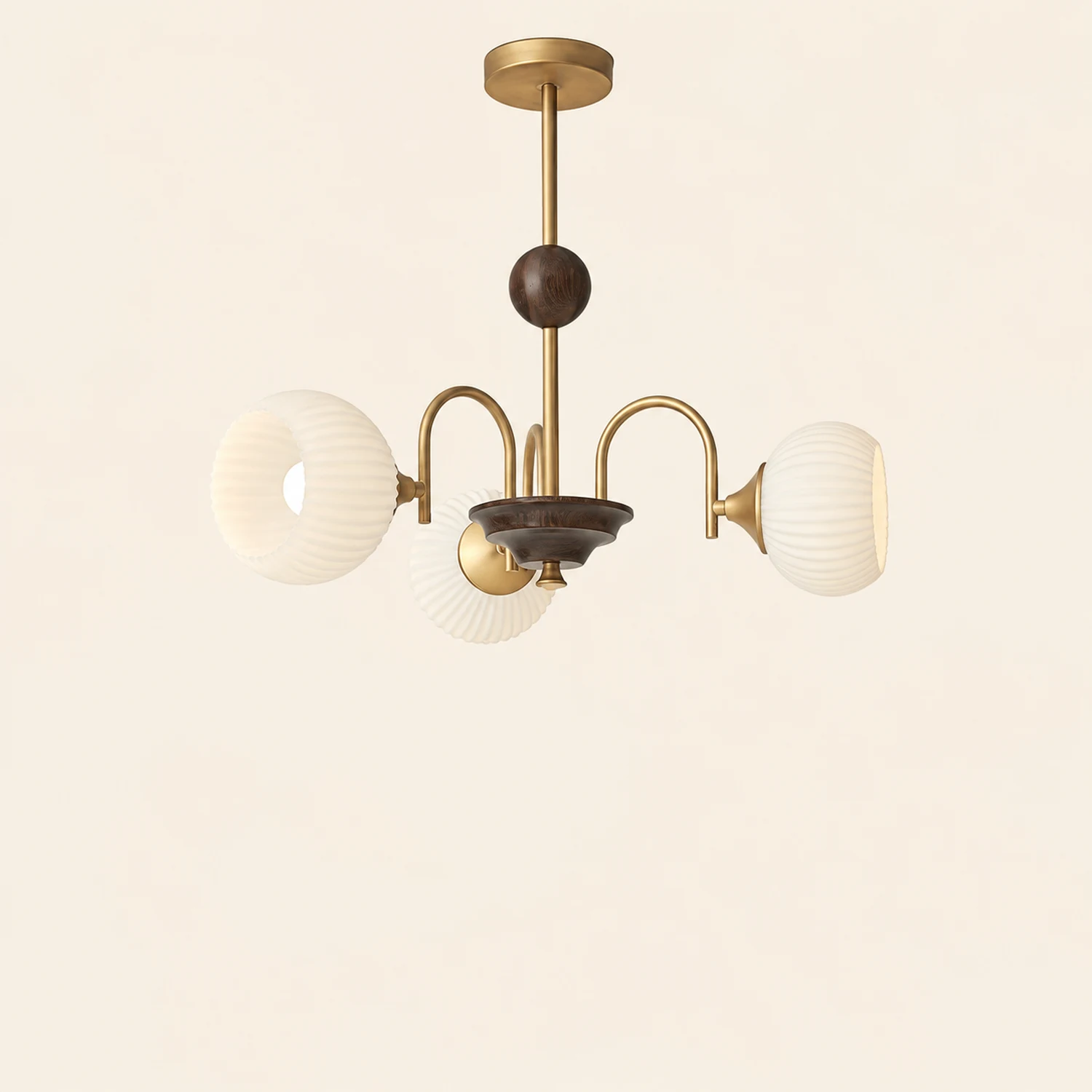 Contemporary Cream Ribbed Glass Chandelier - Lumpaz