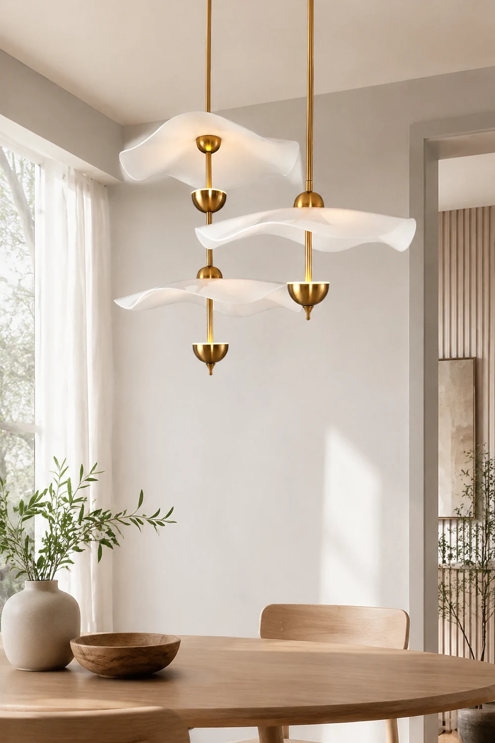 Art Deco Gold Metal Lotus Led Light Fixtures Chandeliers - Lumpaz
