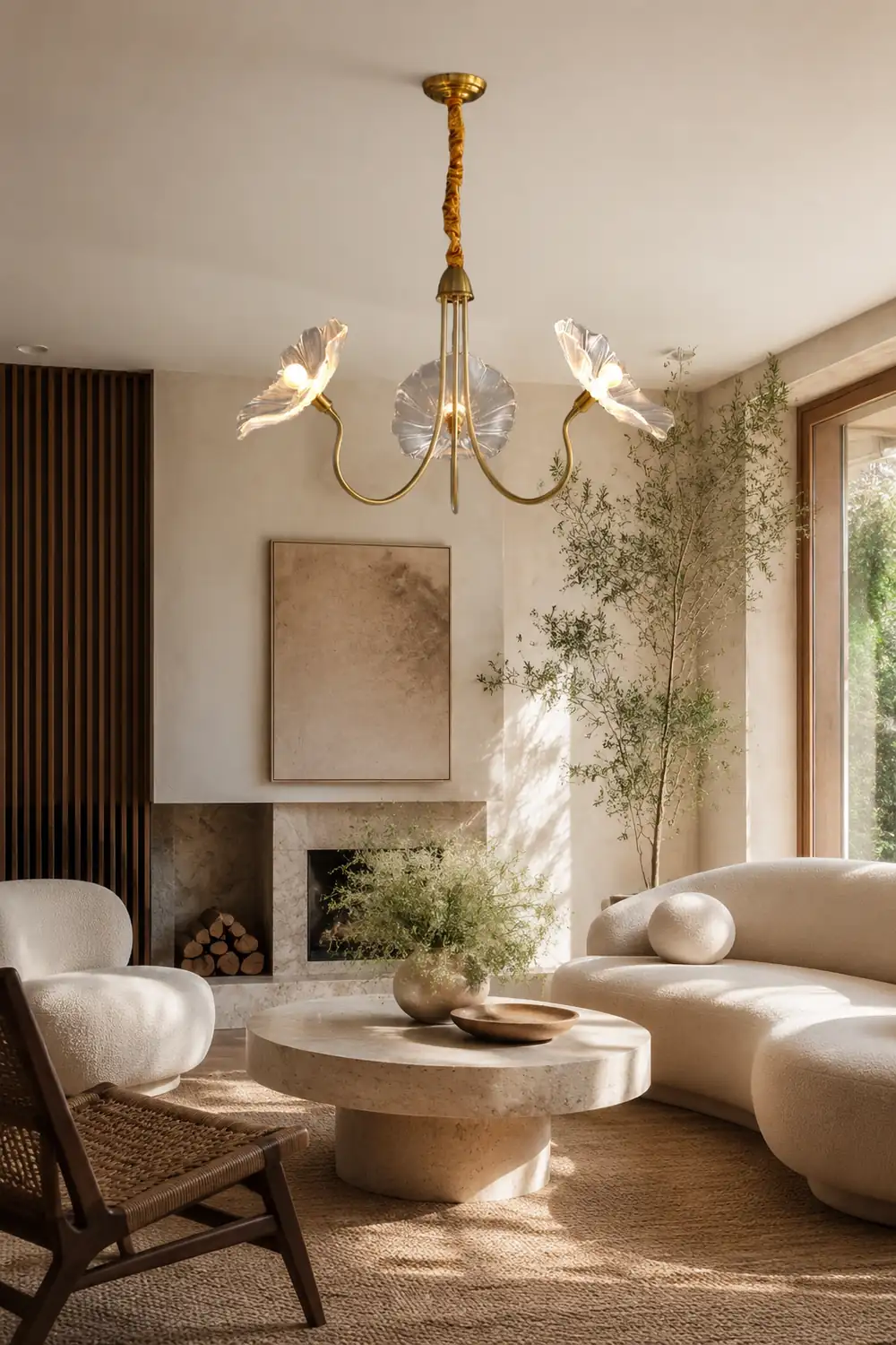 Modern Lotus Leaf Glass Living Room Chandelier - Lumpaz