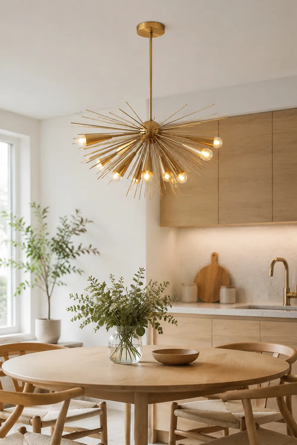 Mid-Century Modernist Brass Chandelier For Living Room - Lumpaz