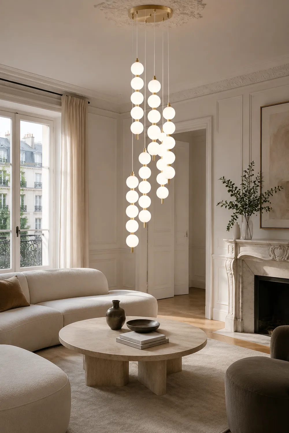 Contemporary LED White Ball Pendant Light - Lumpaz