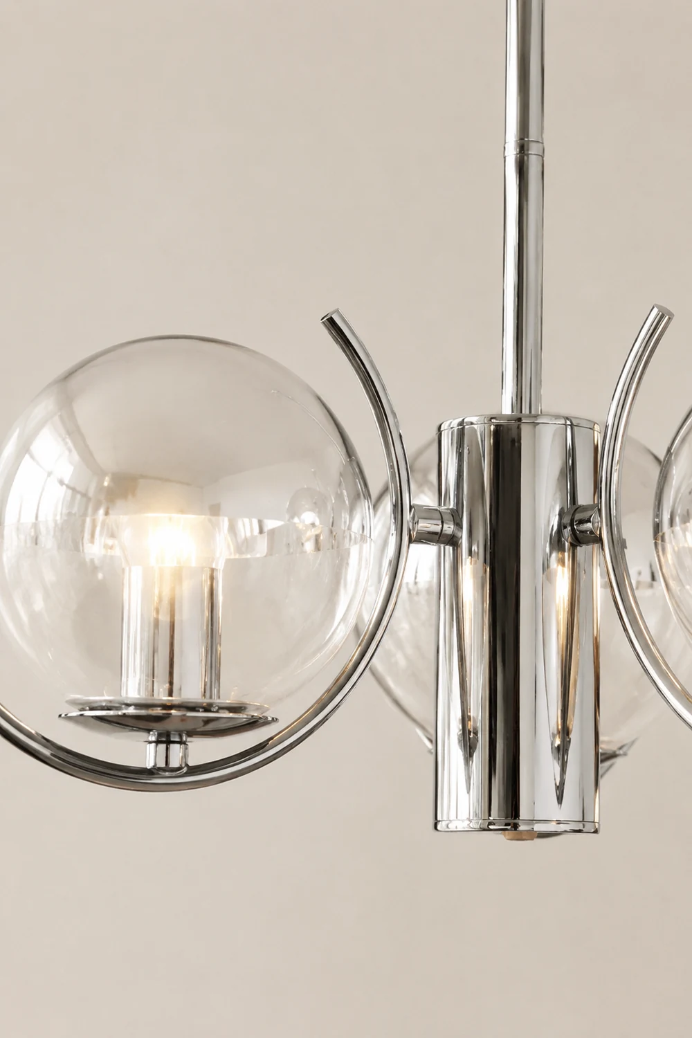 Modern Silver Glass Space Ball Chandelier - Lumpaz