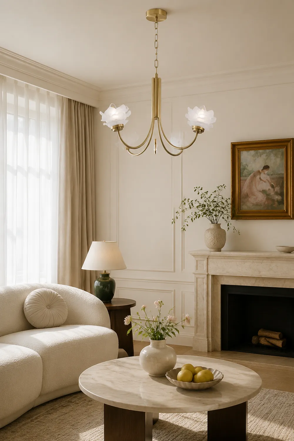 3 Heads French Simple Chandelier Vintage Rose Flower Glass Chandeliers - Lumpaz