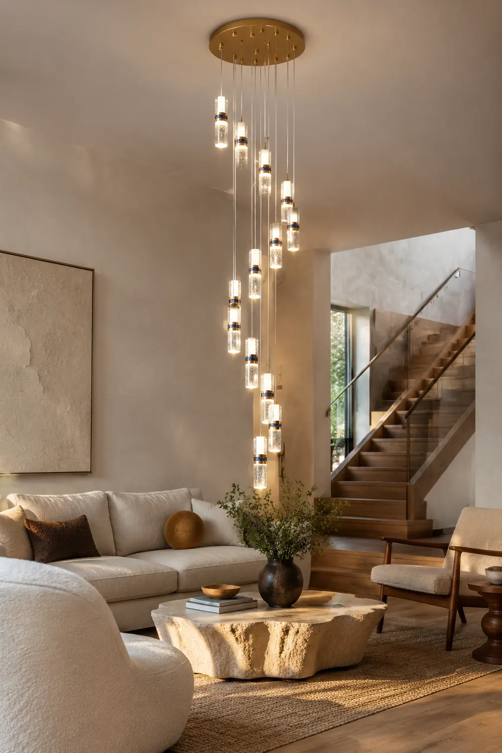 Luxury Crystal Staircase Long Chandelier - Lumpaz
