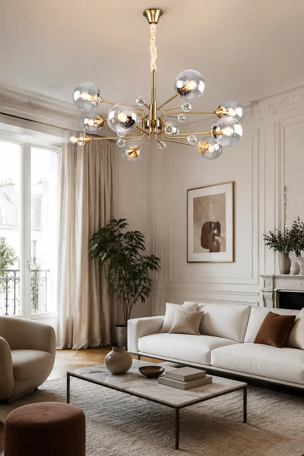Gold Glass Modern LED chandelier - Lumpaz
