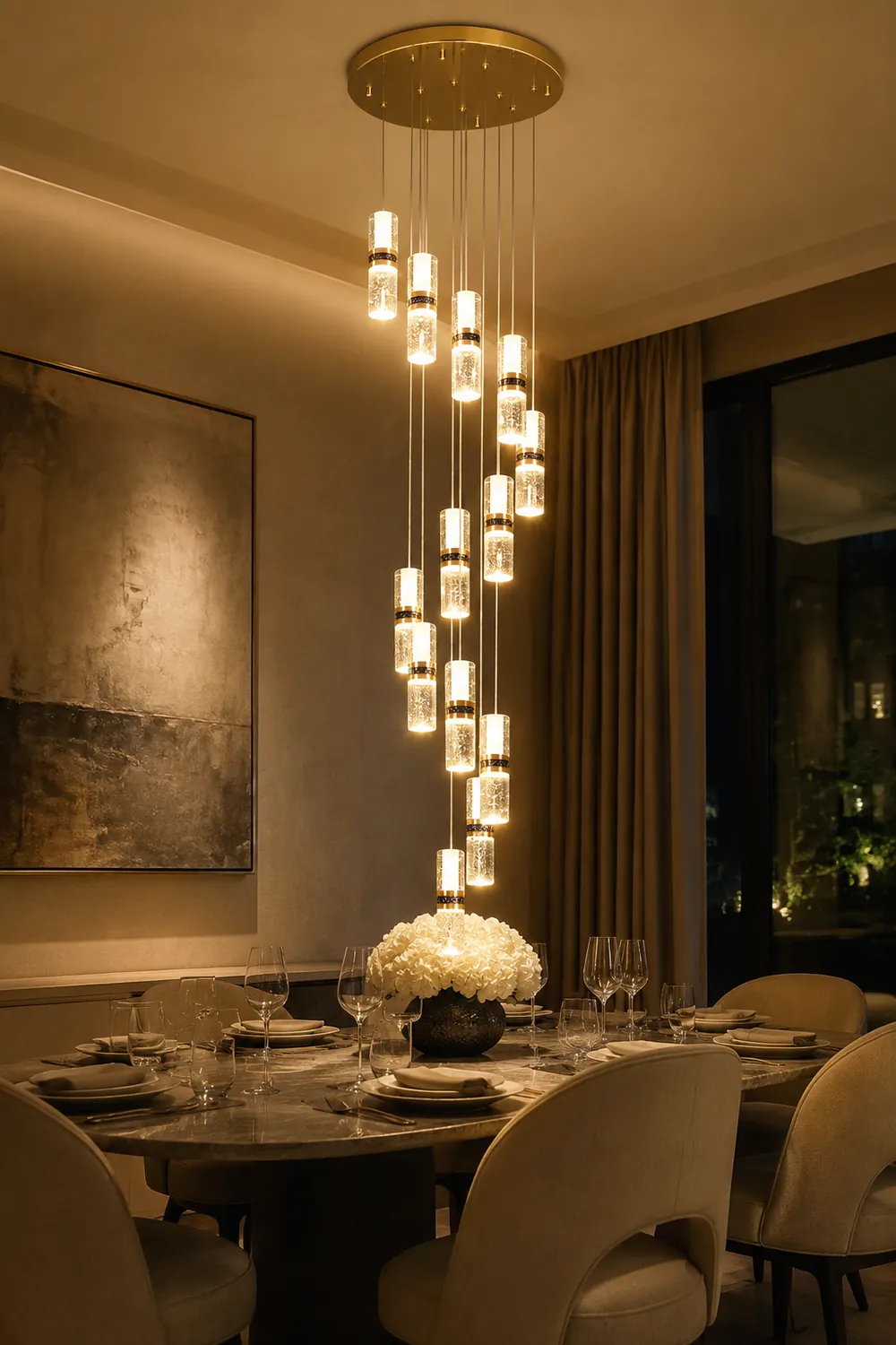 Luxury Crystal Staircase Long Chandelier - Lumpaz