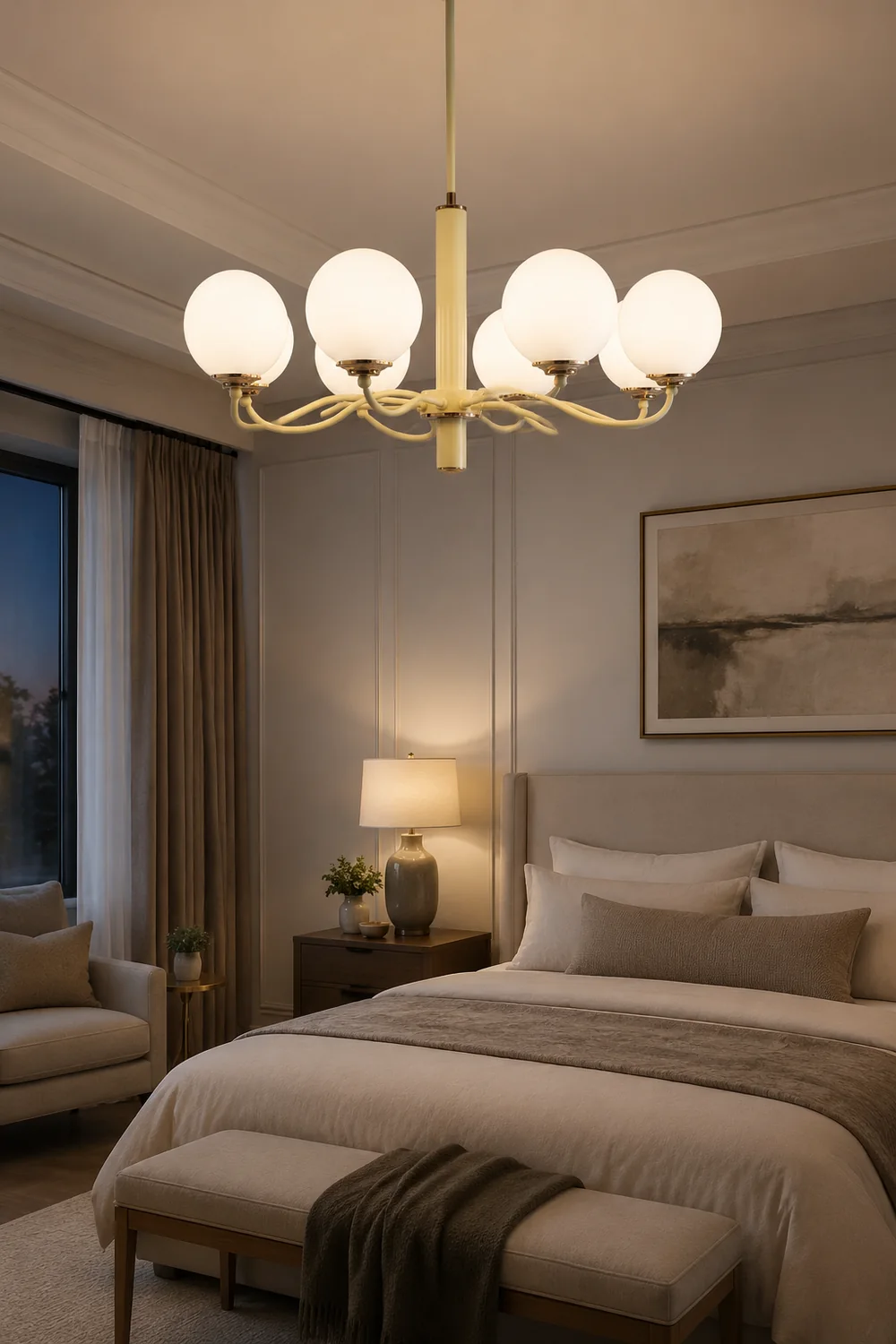 Vinatge White Bubble Globe Chandelier - Lumpaz