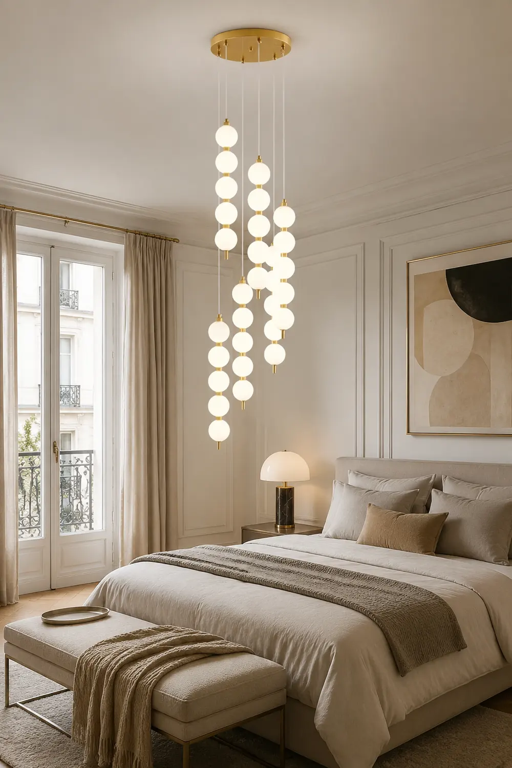 Contemporary LED White Ball Pendant Light - Lumpaz