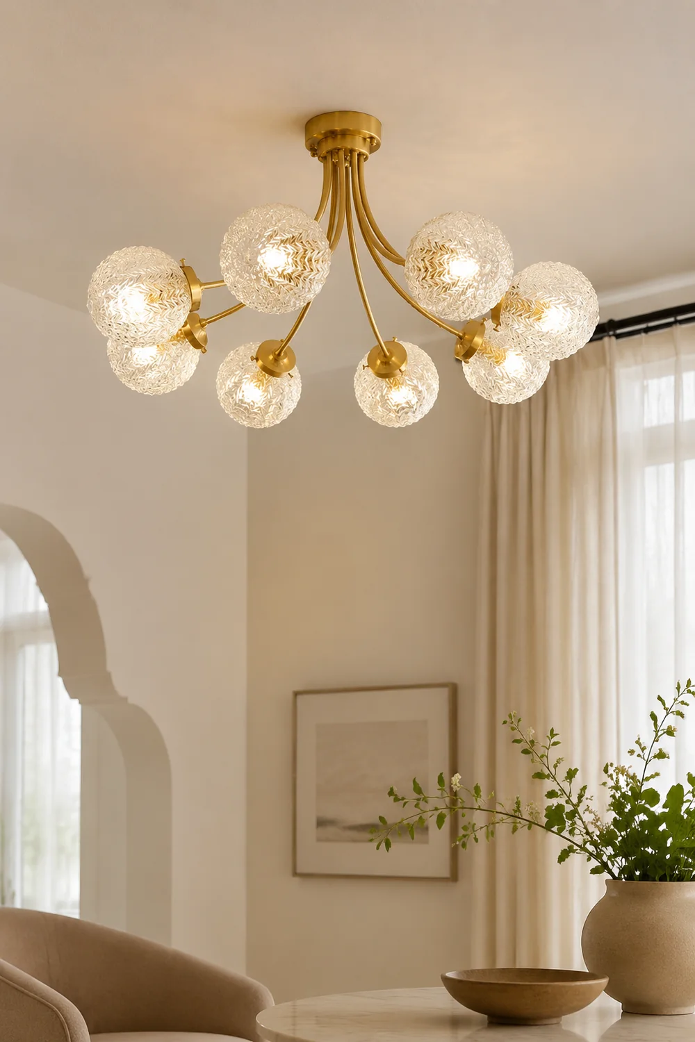 Mid Century Circle Metal Chandelier For Living Room - Lumpaz