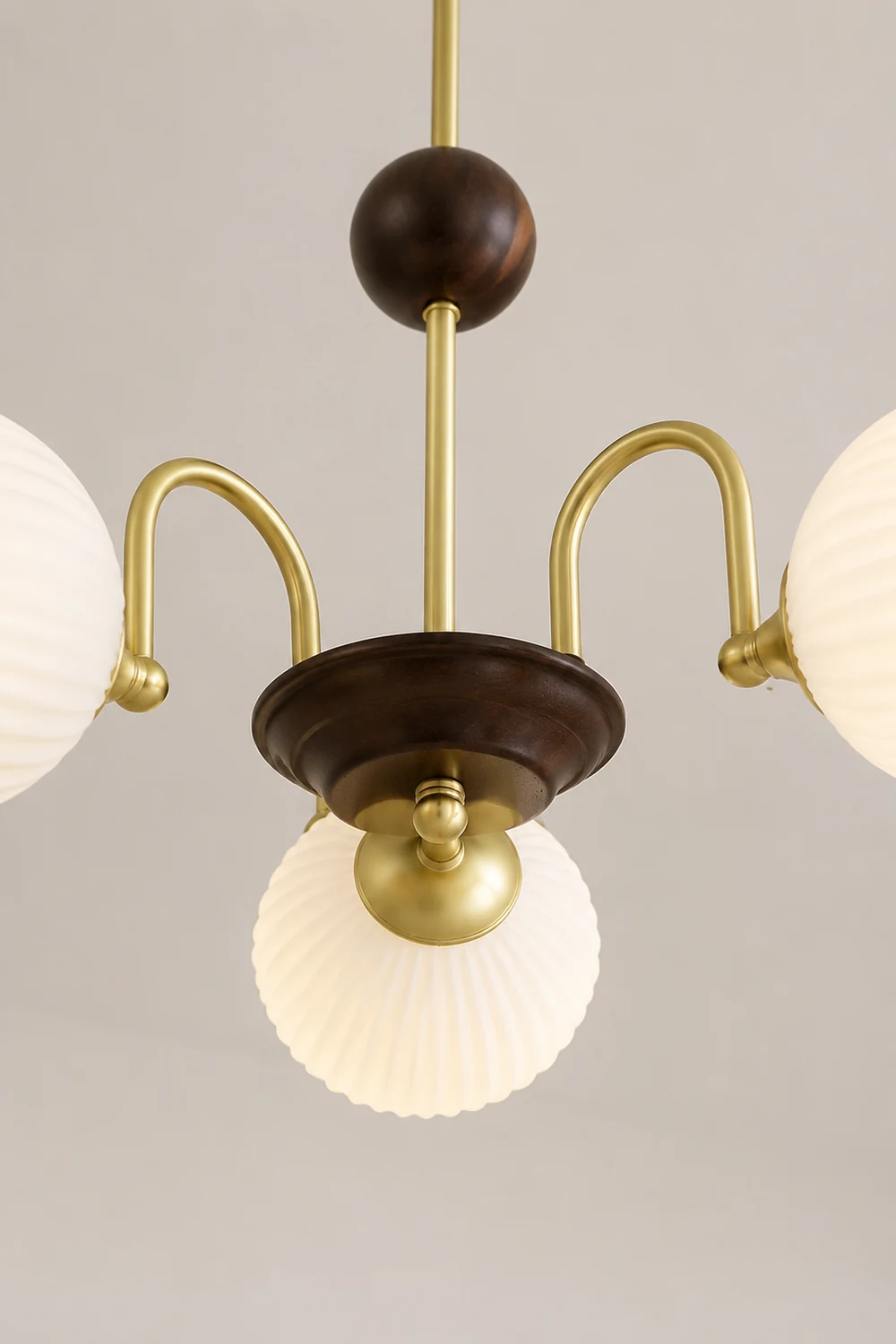 Contemporary Cream Ribbed Glass Chandelier - Lumpaz