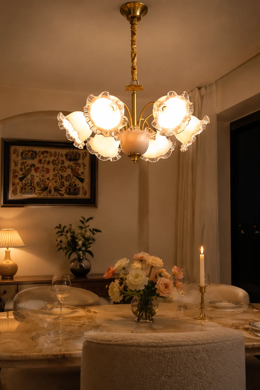 Large Flower Shape Copper Ceiling Chandelier - Lumpaz