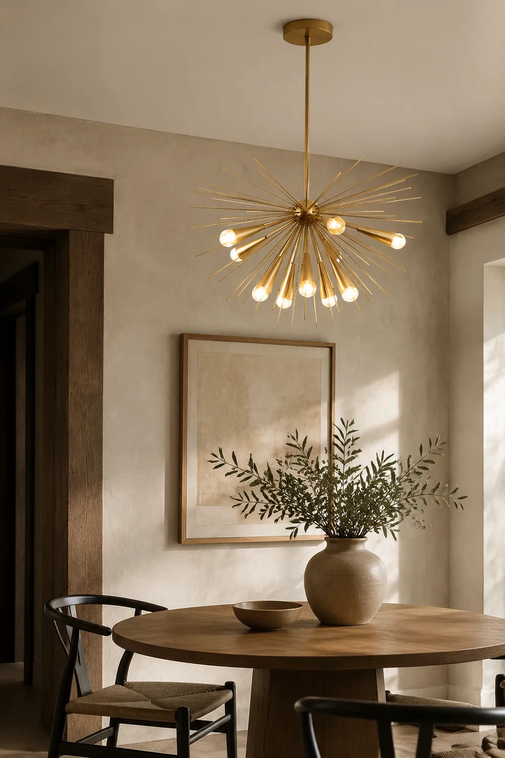 Mid-Century Modernist Brass Chandelier For Living Room - Lumpaz