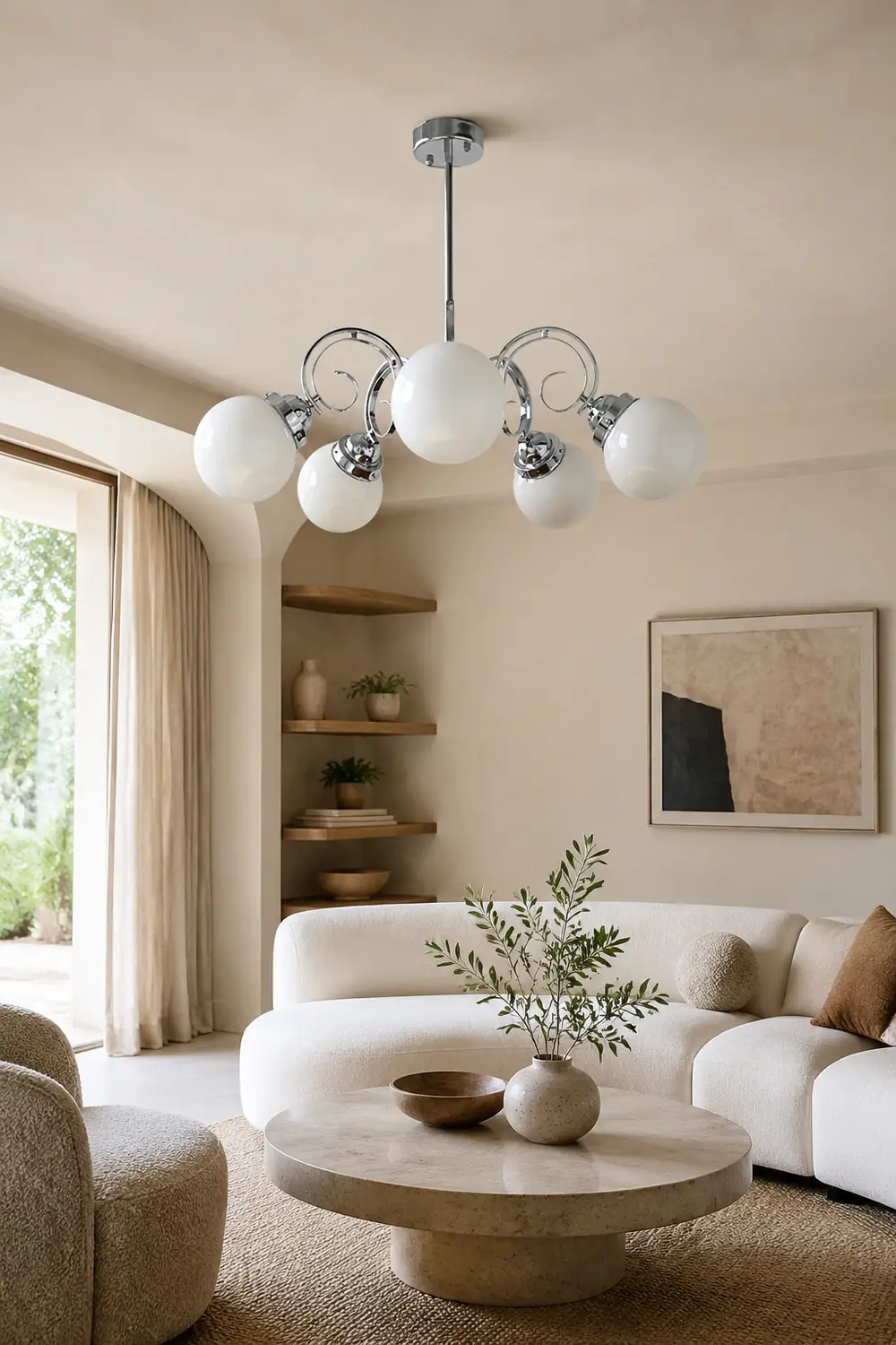 Vintage Kotter Cream Glass Chandelier - Lumpaz