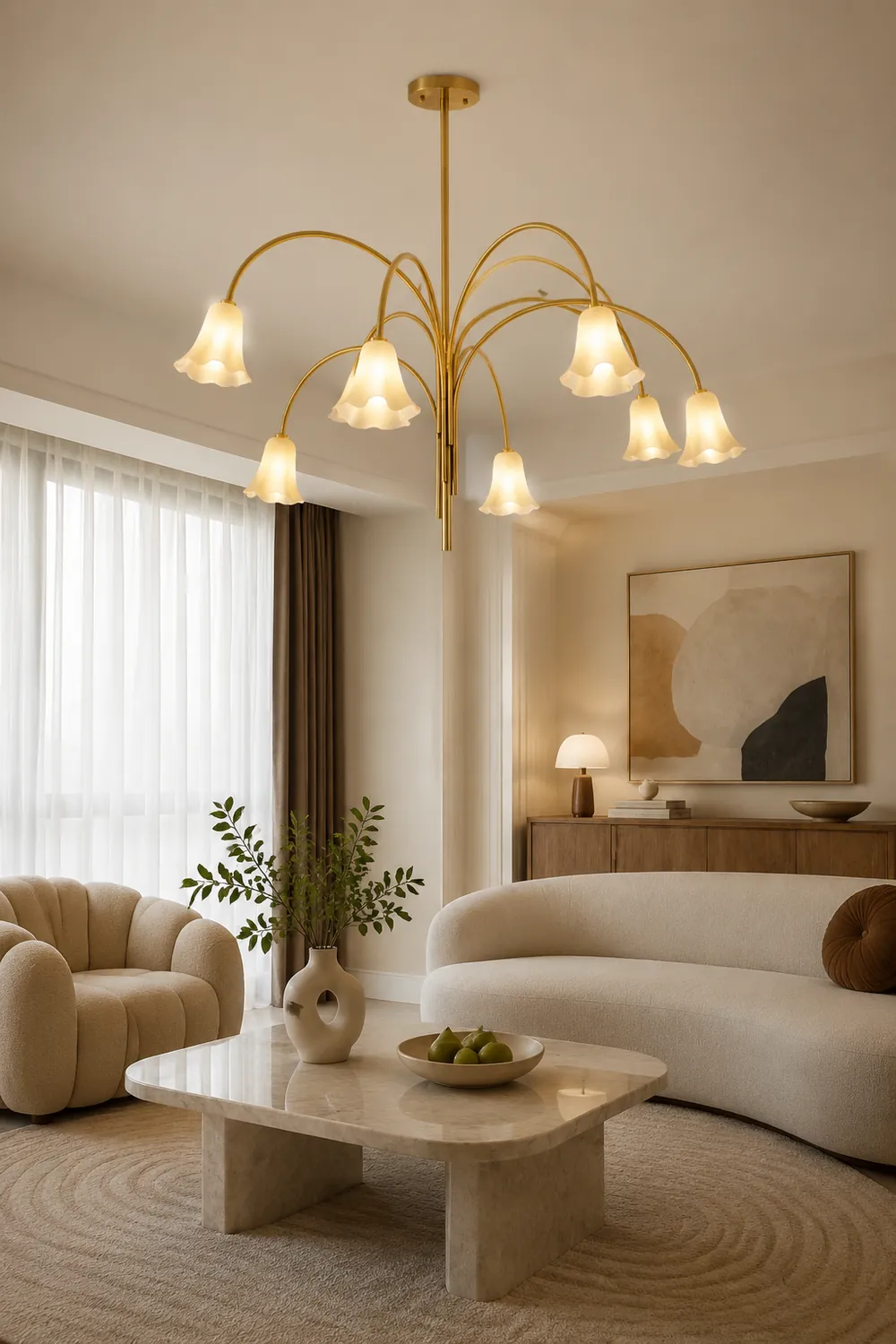 French Vintage Glass Flower Bedroom Chandelier Bauhaus Chandeliers - Lumpaz