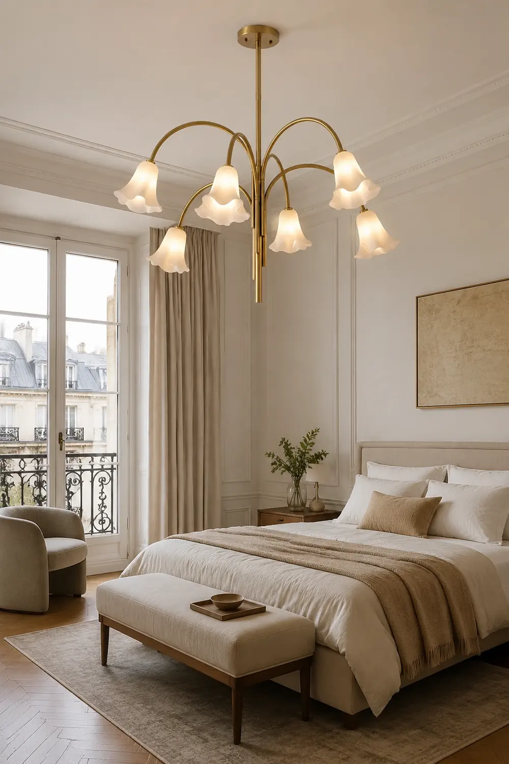 French Vintage Glass Flower Bedroom Chandelier Bauhaus Chandeliers - Lumpaz