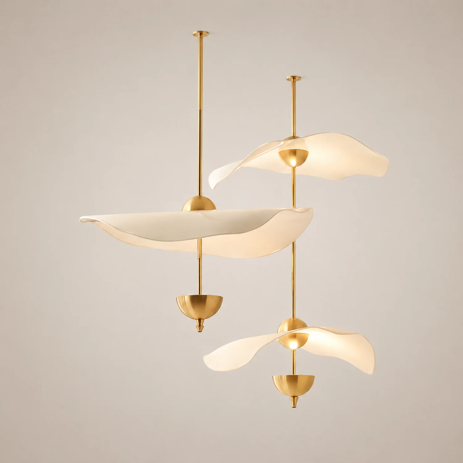 Art Deco Gold Metal Lotus Led Light Fixtures Chandeliers - Lumpaz