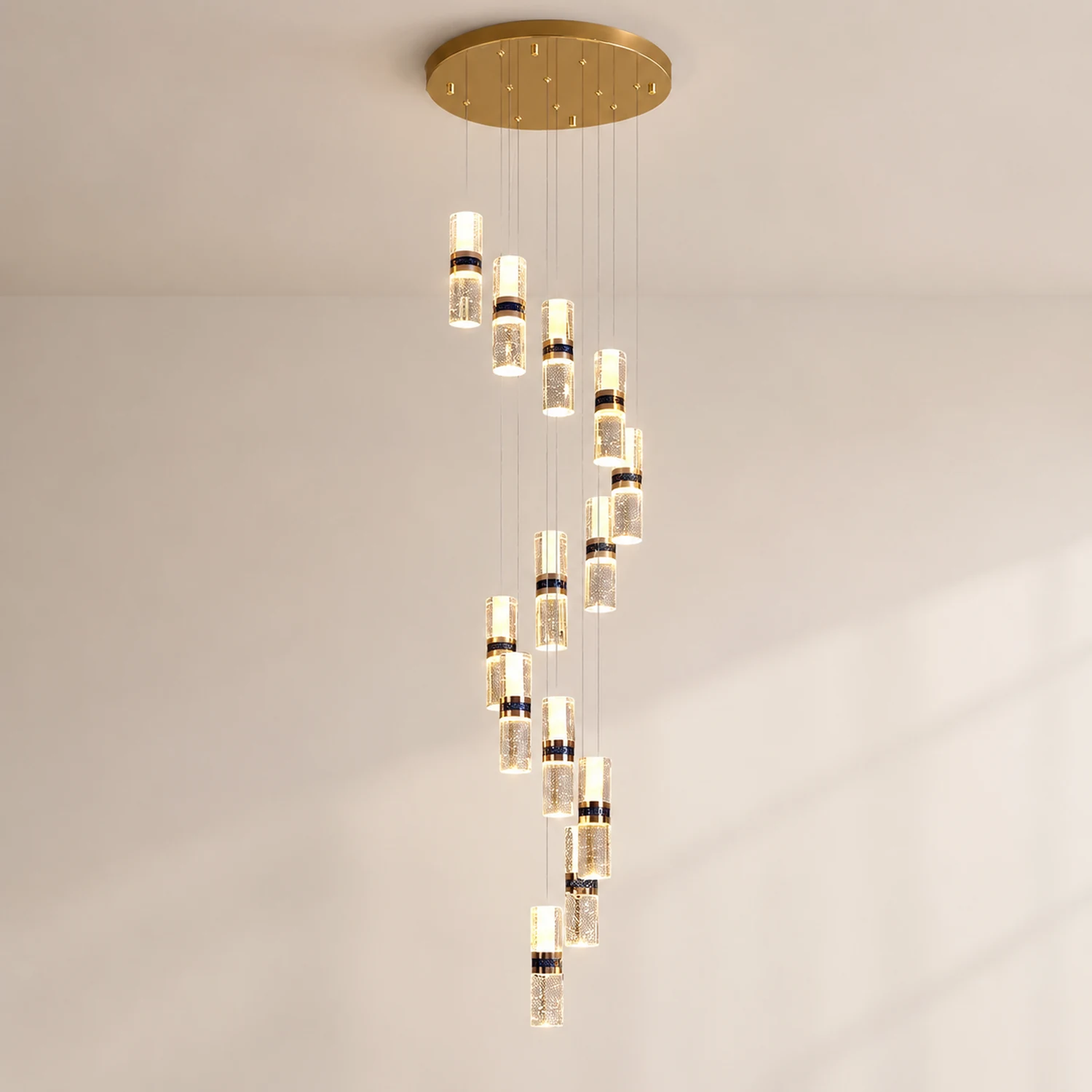 Luxury Crystal Staircase Long Chandelier - Lumpaz