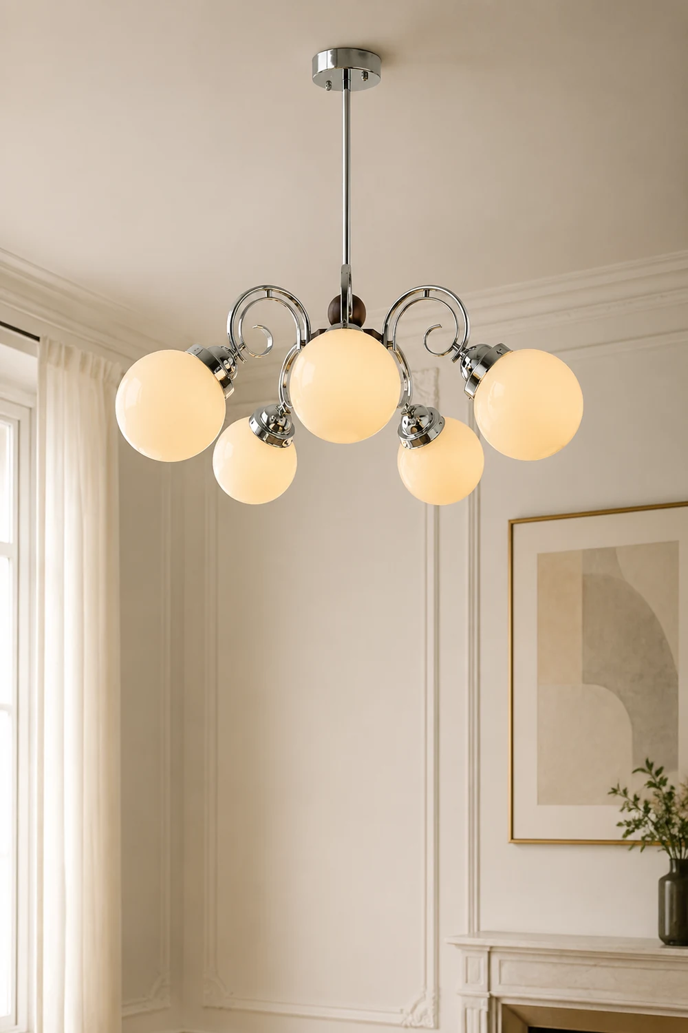 Vintage Kotter Cream Glass Chandelier - Lumpaz
