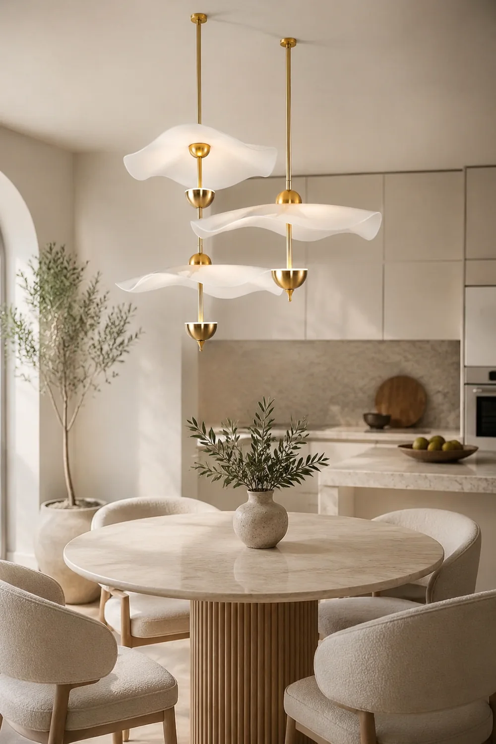 Art Deco Gold Metal Lotus Led Light Fixtures Chandeliers - Lumpaz