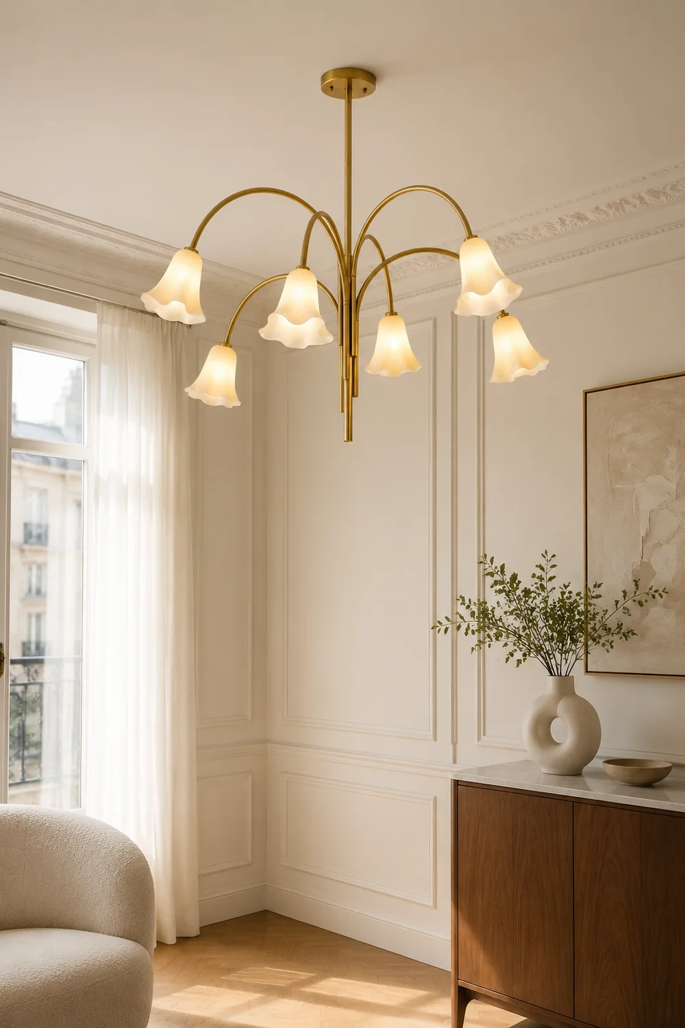 French Vintage Glass Flower Bedroom Chandelier Bauhaus Chandeliers - Lumpaz