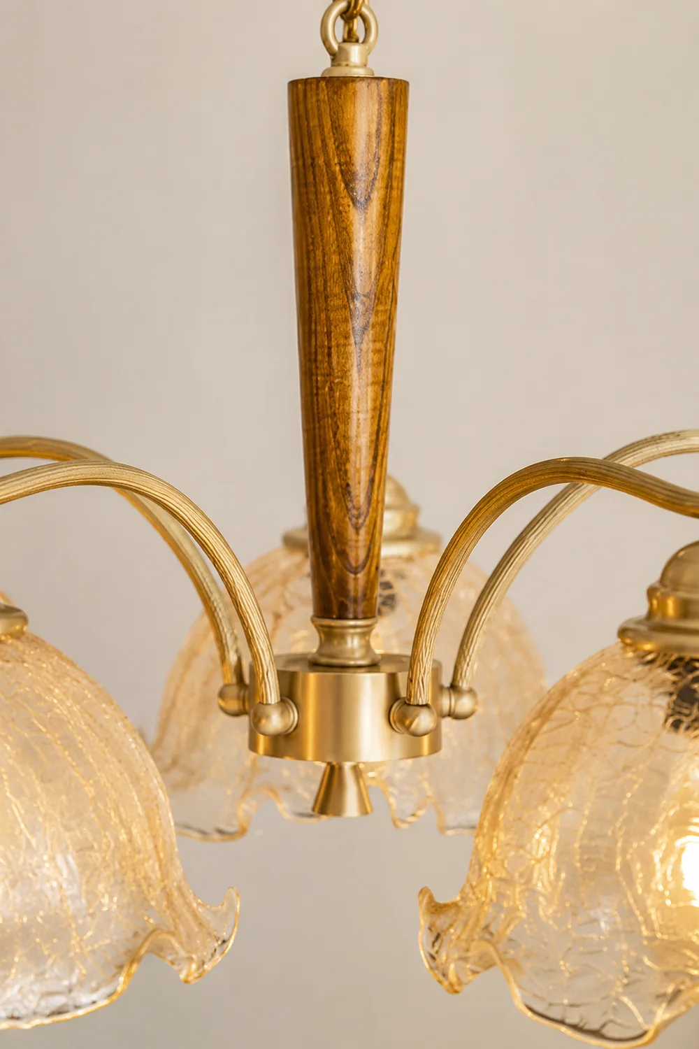 Mid Century Petals All Copper Log Glass Chandelier - Lumpaz