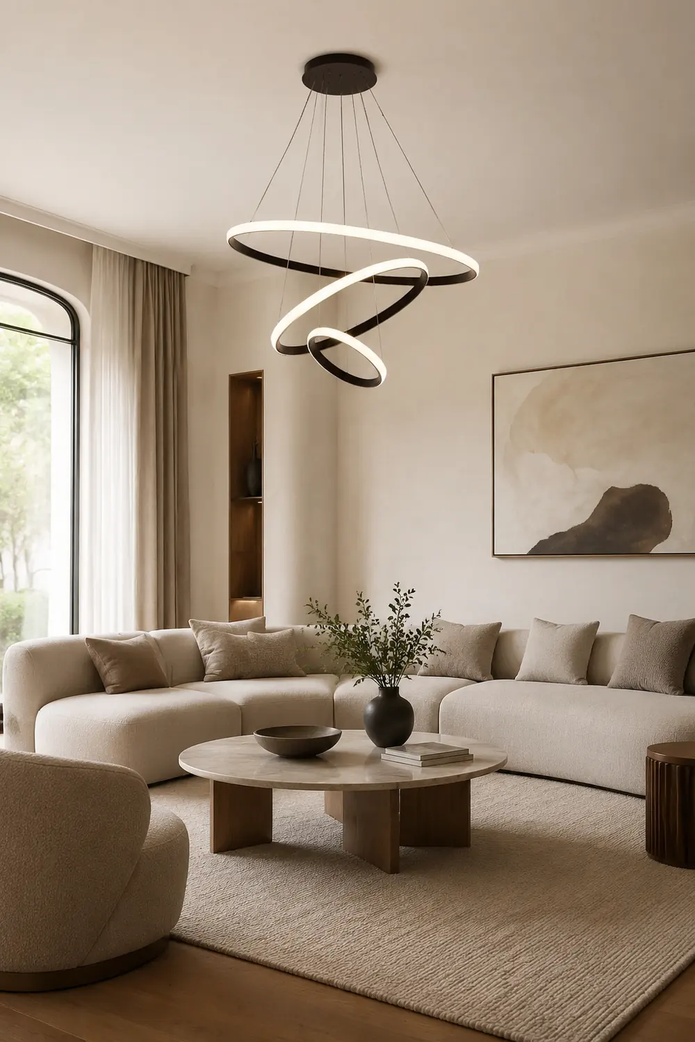 LED Ring Pendant Light Suspended Hanging Ring Chandelier - Lumpaz