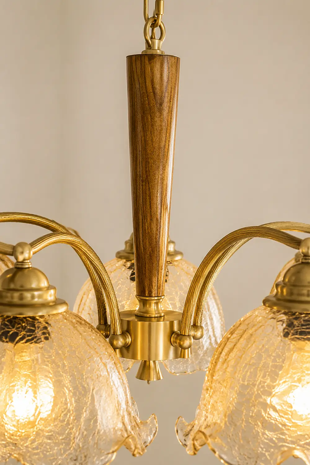 Mid Century Petals All Copper Log Glass Chandelier - Lumpaz