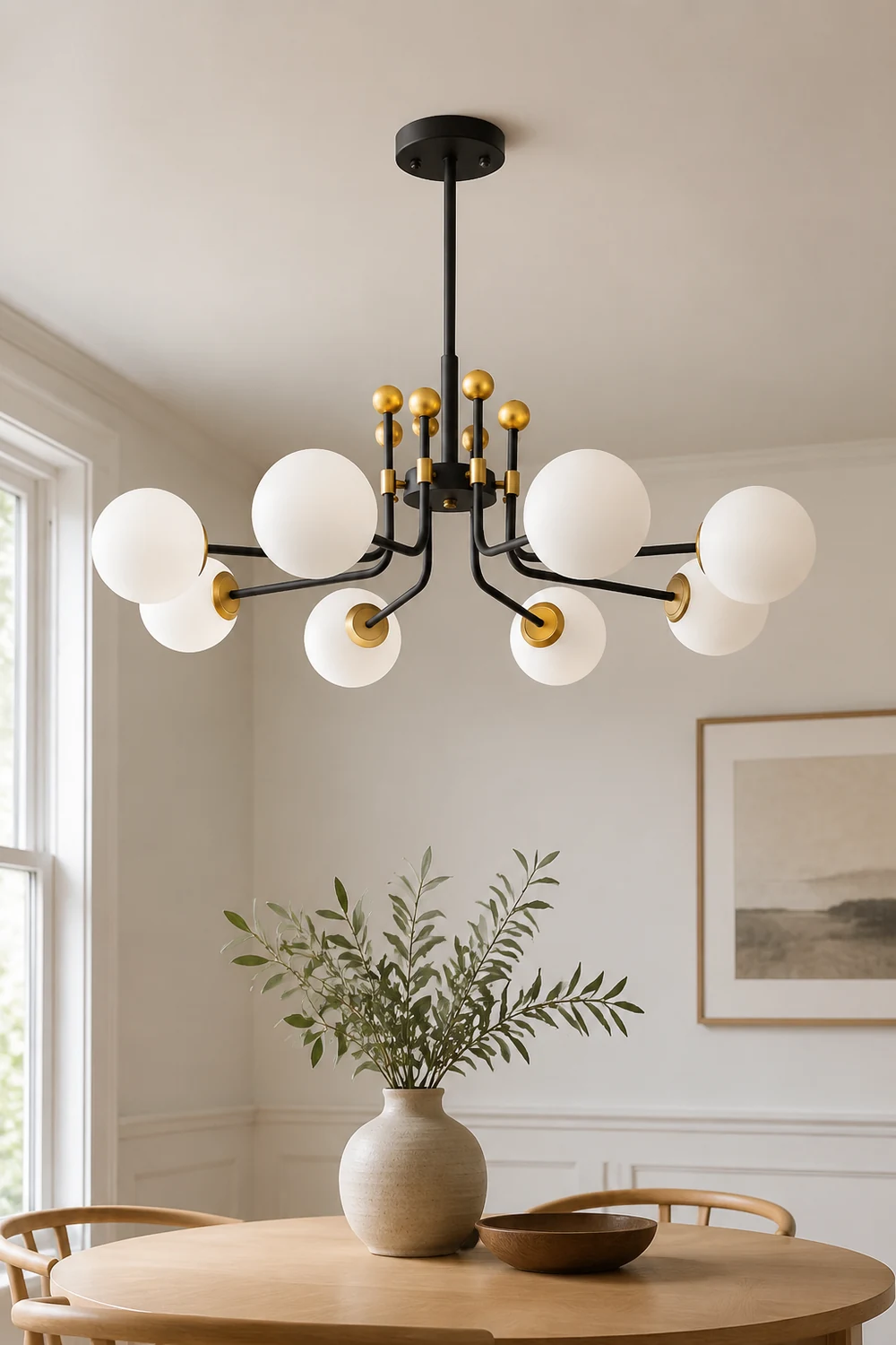 Black Gold Sputnik Chandelier Modern Pendant Light - Lumpaz