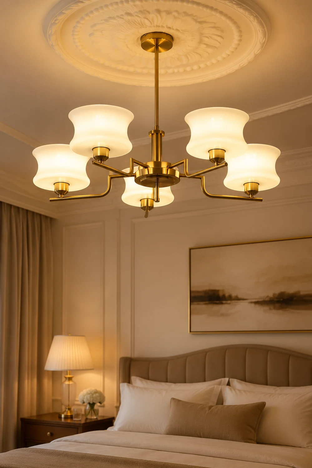 Nordic Belue Brass Glass Chandelier For Dining Room - Lumpaz