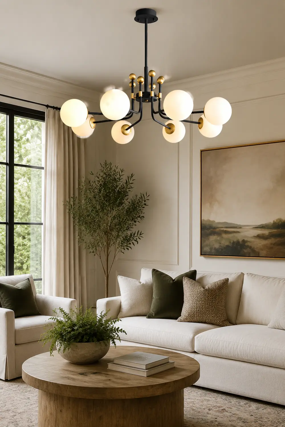 Black Gold Sputnik Chandelier Modern Pendant Light - Lumpaz
