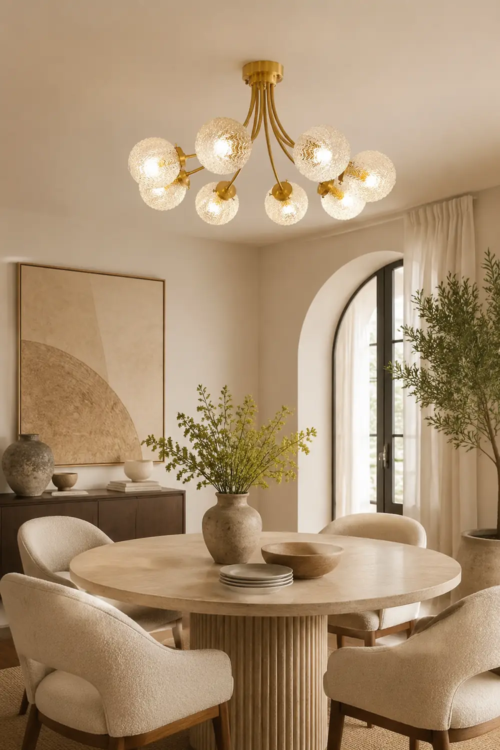 Mid Century Circle Metal Chandelier For Living Room - Lumpaz
