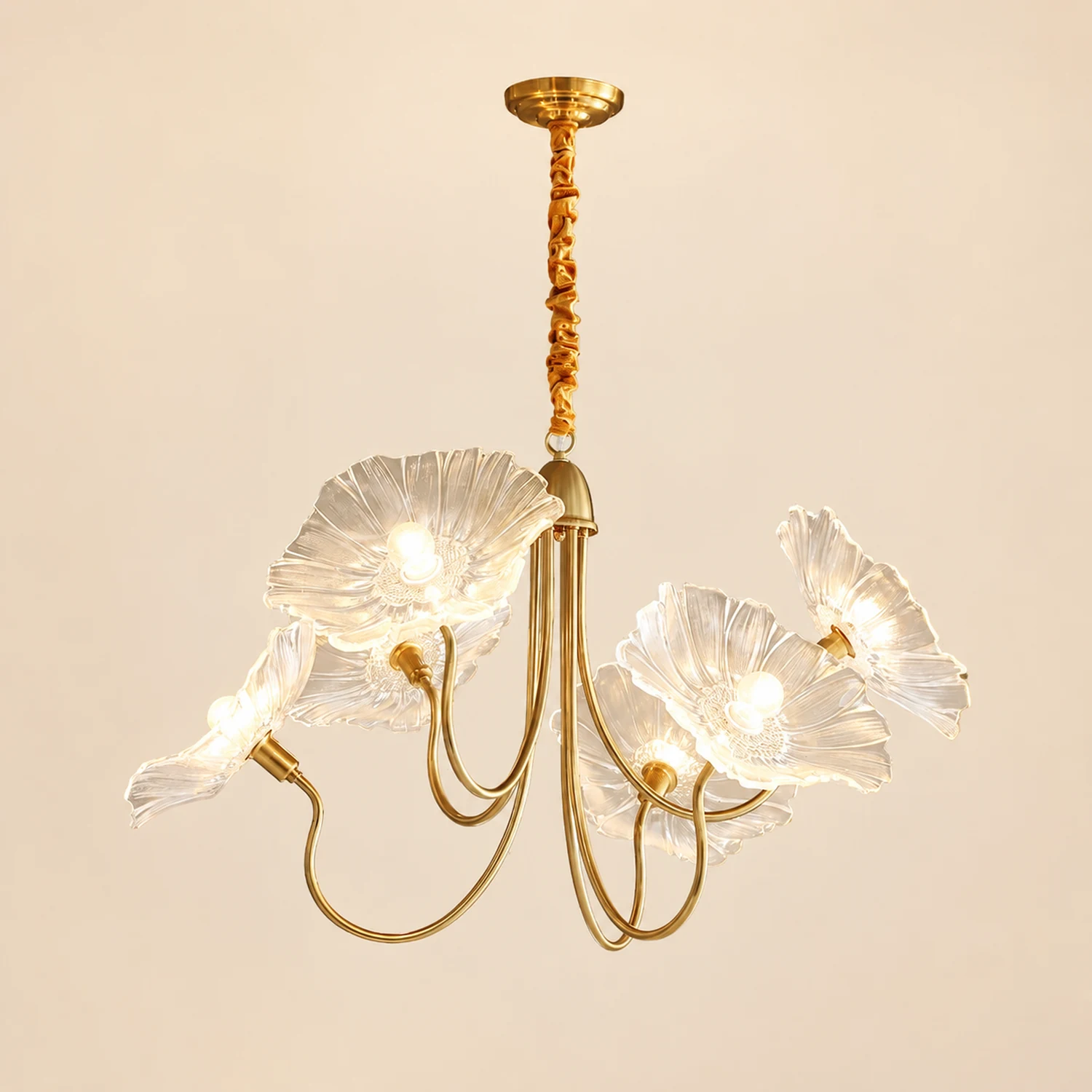 Modern Lotus Leaf Glass Living Room Chandelier - Lumpaz