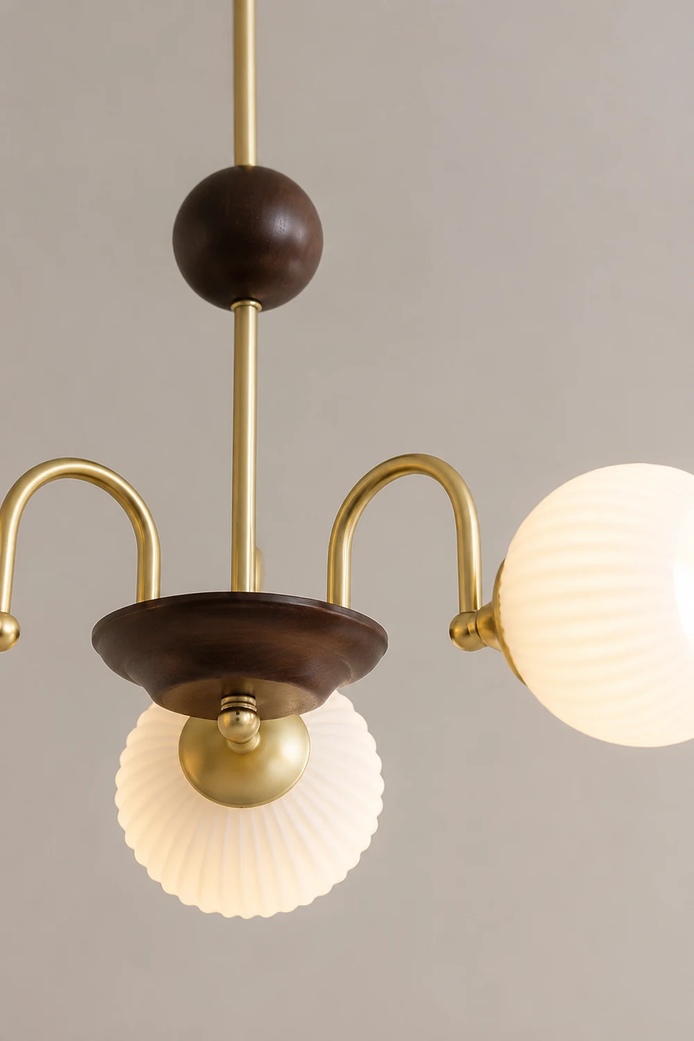 Contemporary Cream Ribbed Glass Chandelier - Lumpaz