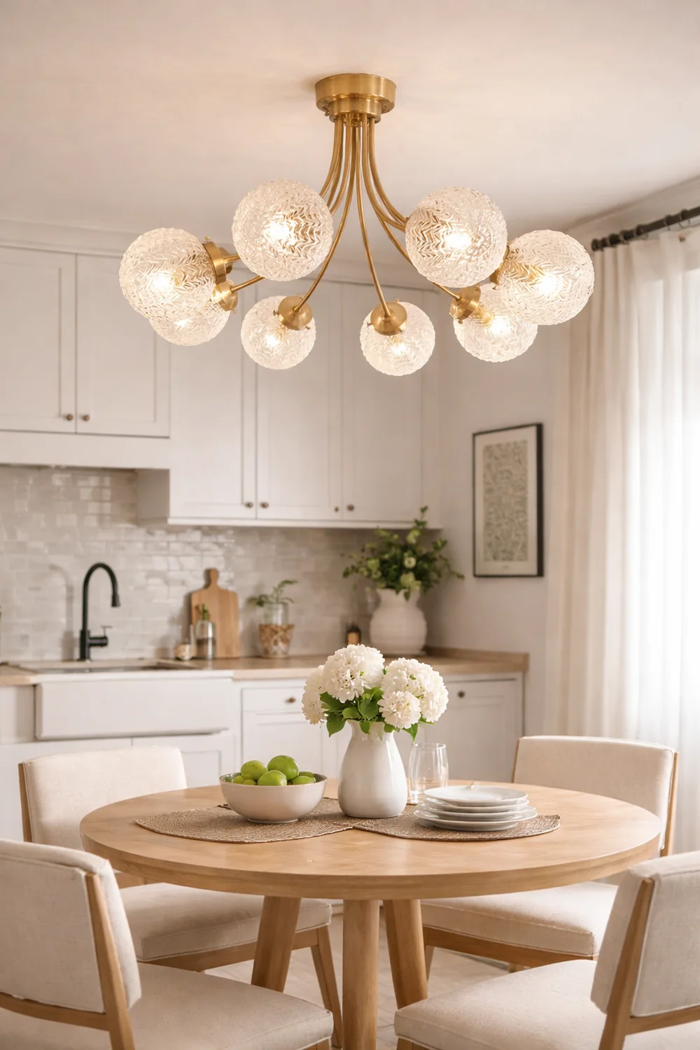 Mid Century Circle Metal Chandelier For Living Room - Lumpaz