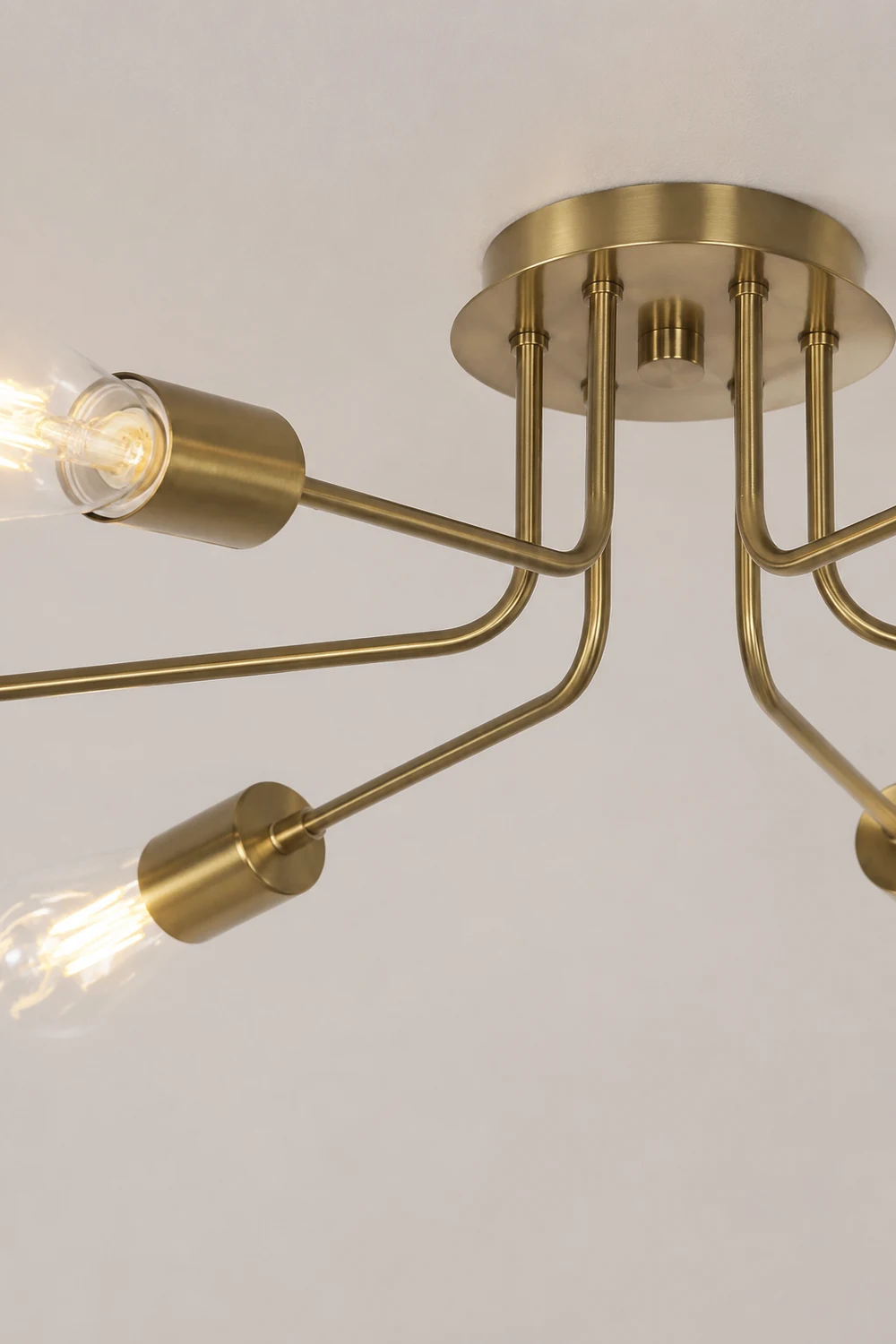Modern 6-Light Gold Glass Semi Flush Chandelier - Lumpaz