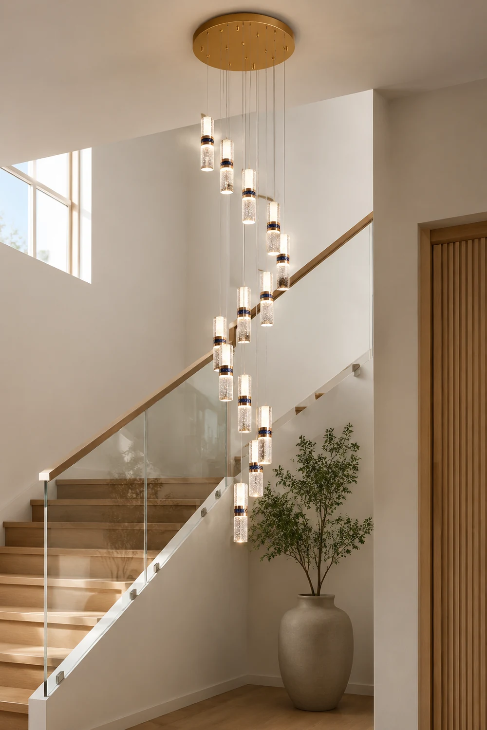 Luxury Crystal Staircase Long Chandelier - Lumpaz