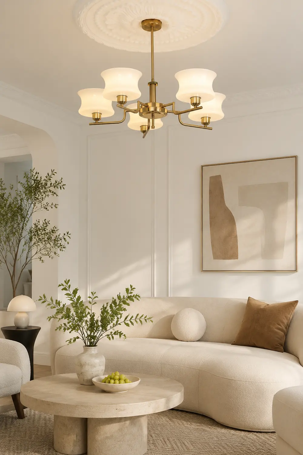 Nordic Belue Brass Glass Chandelier For Dining Room - Lumpaz