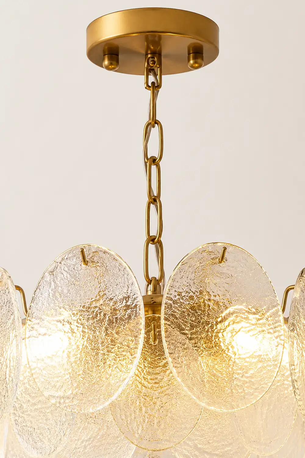 Glass Disc Pendant Light Large Ice Glass Chandelier - Lumpaz