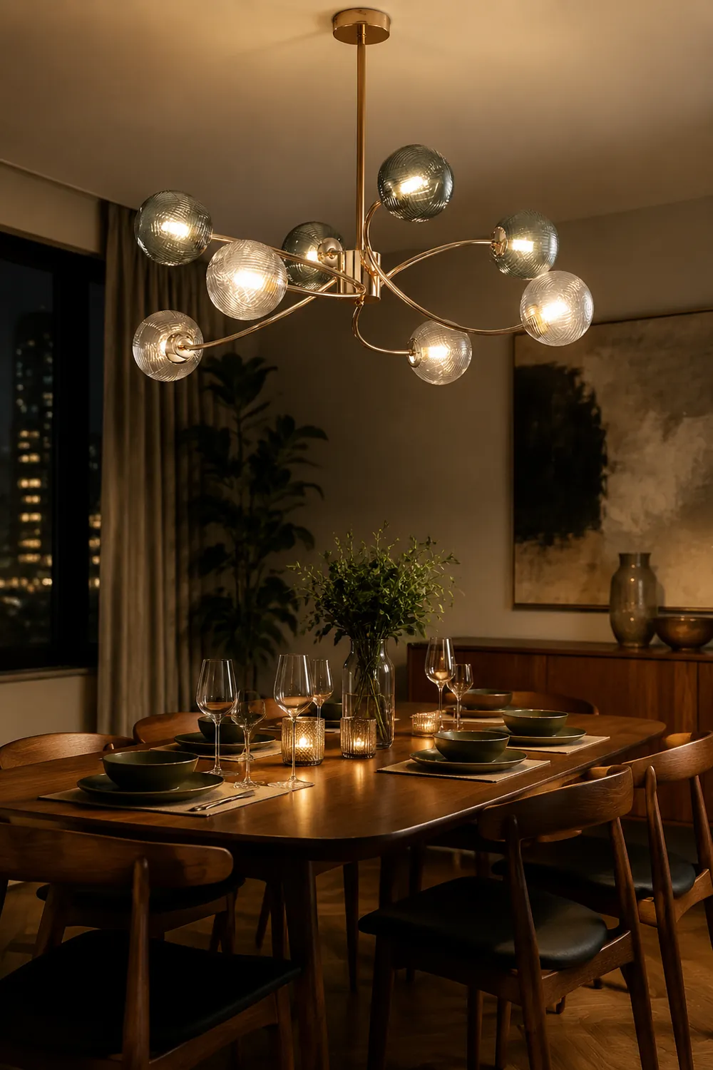 Modern Iron Glass Gold LED Pendant Farmhouse Ceiling Light - Lumpaz