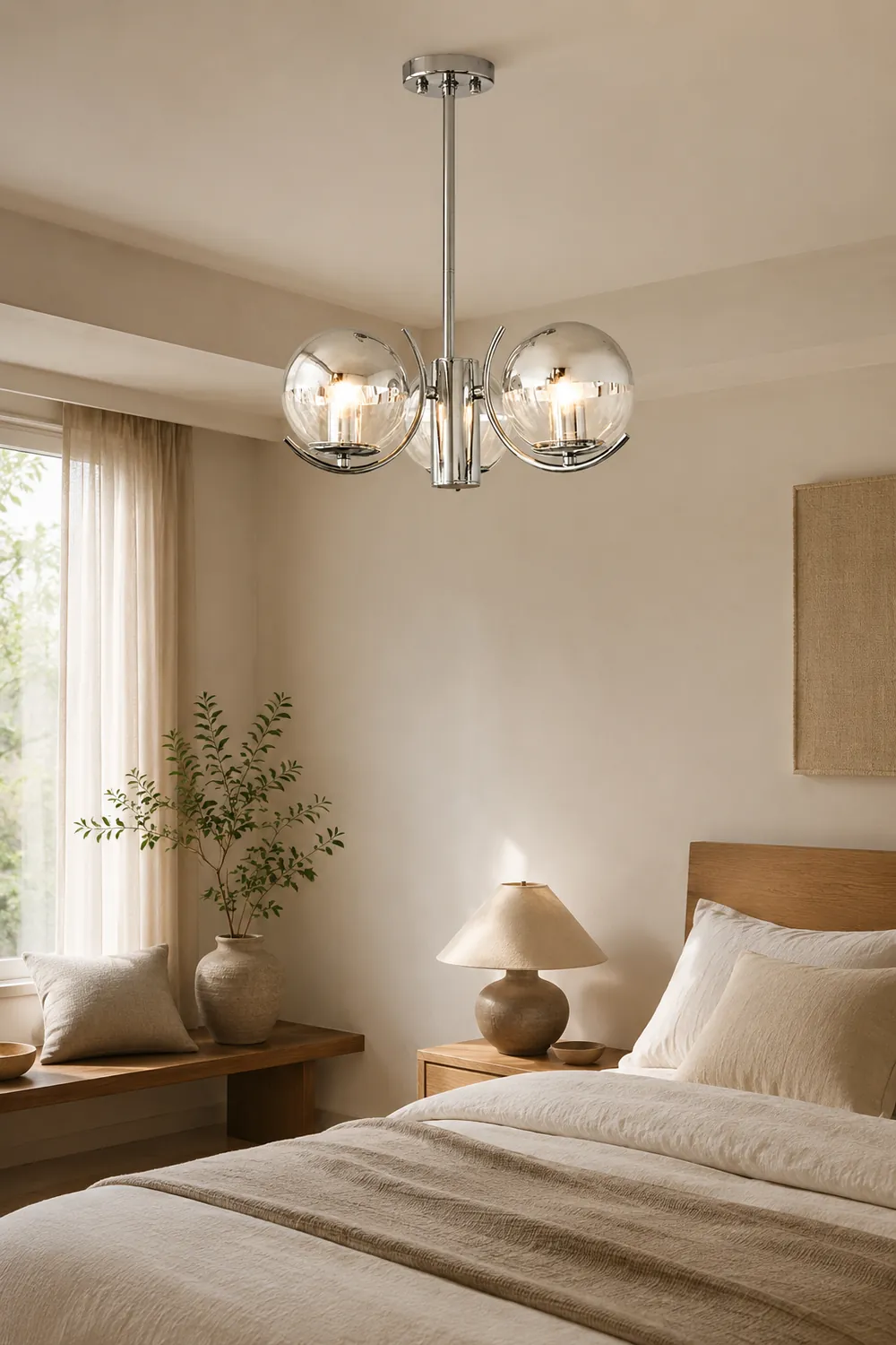 Modern Silver Glass Space Ball Chandelier - Lumpaz