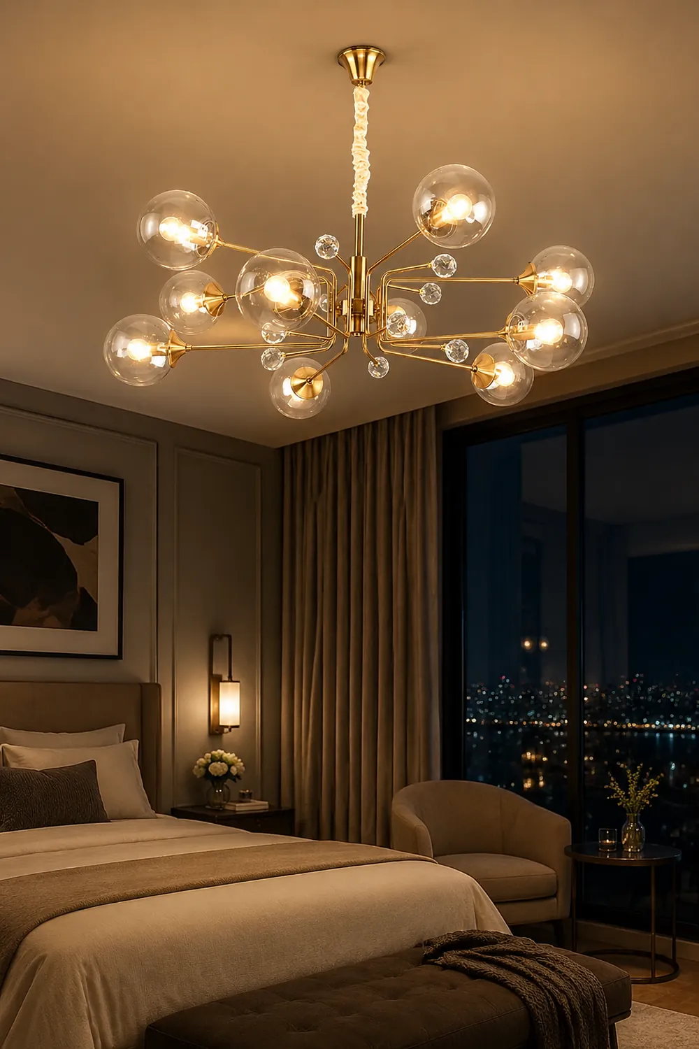 Gold Glass Modern LED chandelier - Lumpaz