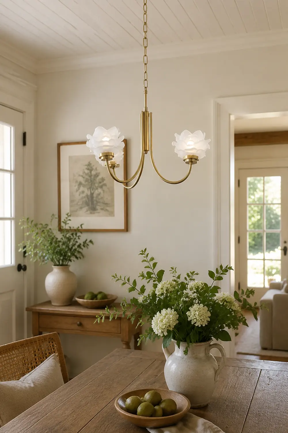 3 Heads French Simple Chandelier Vintage Rose Flower Glass Chandeliers - Lumpaz
