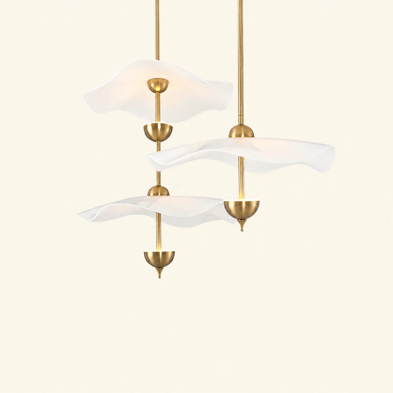 Art Deco Gold Metal Lotus Led Light Fixtures Chandeliers - Lumpaz