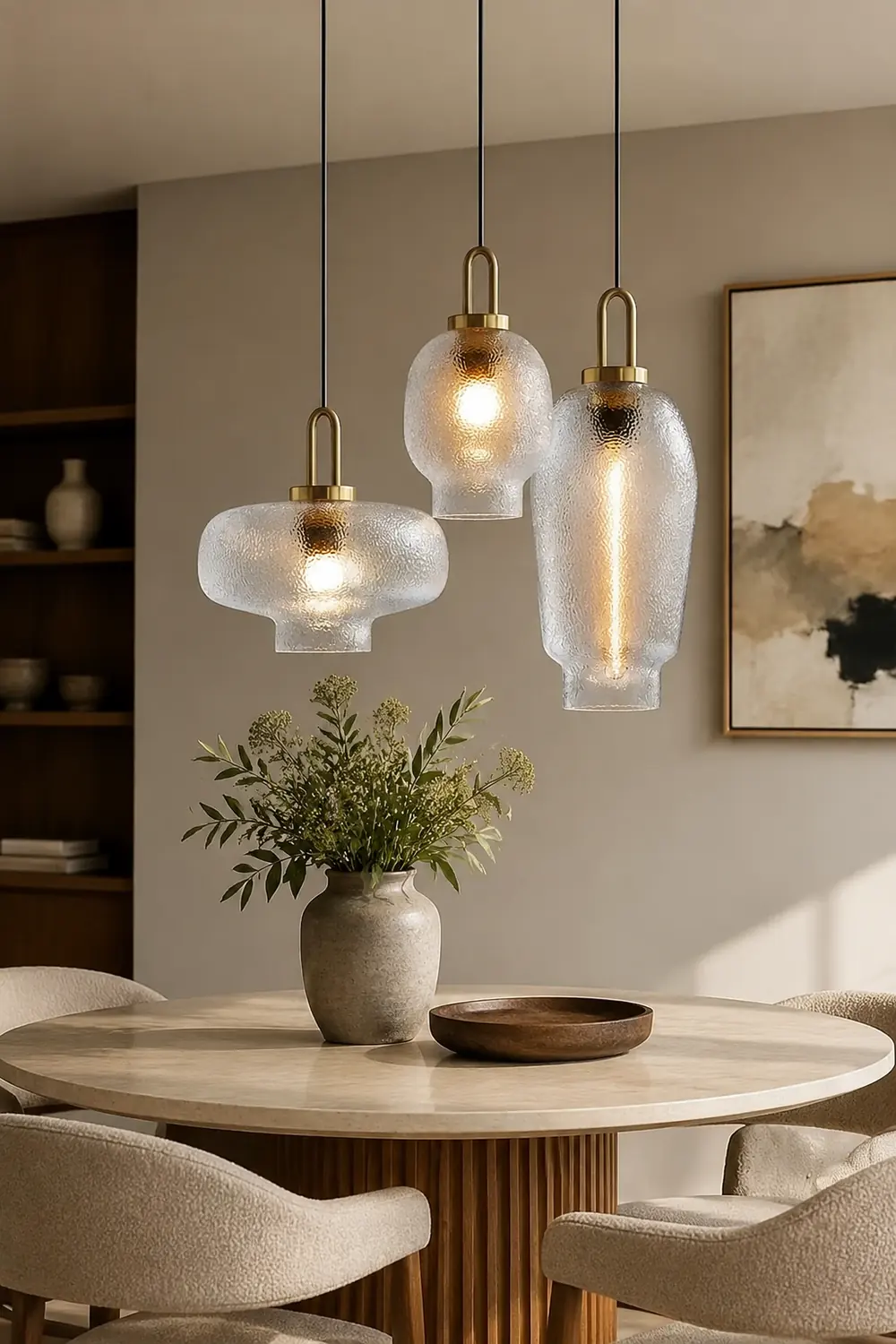 Clear Frosted Glass Pendant Light for Kitchen - Lumpaz