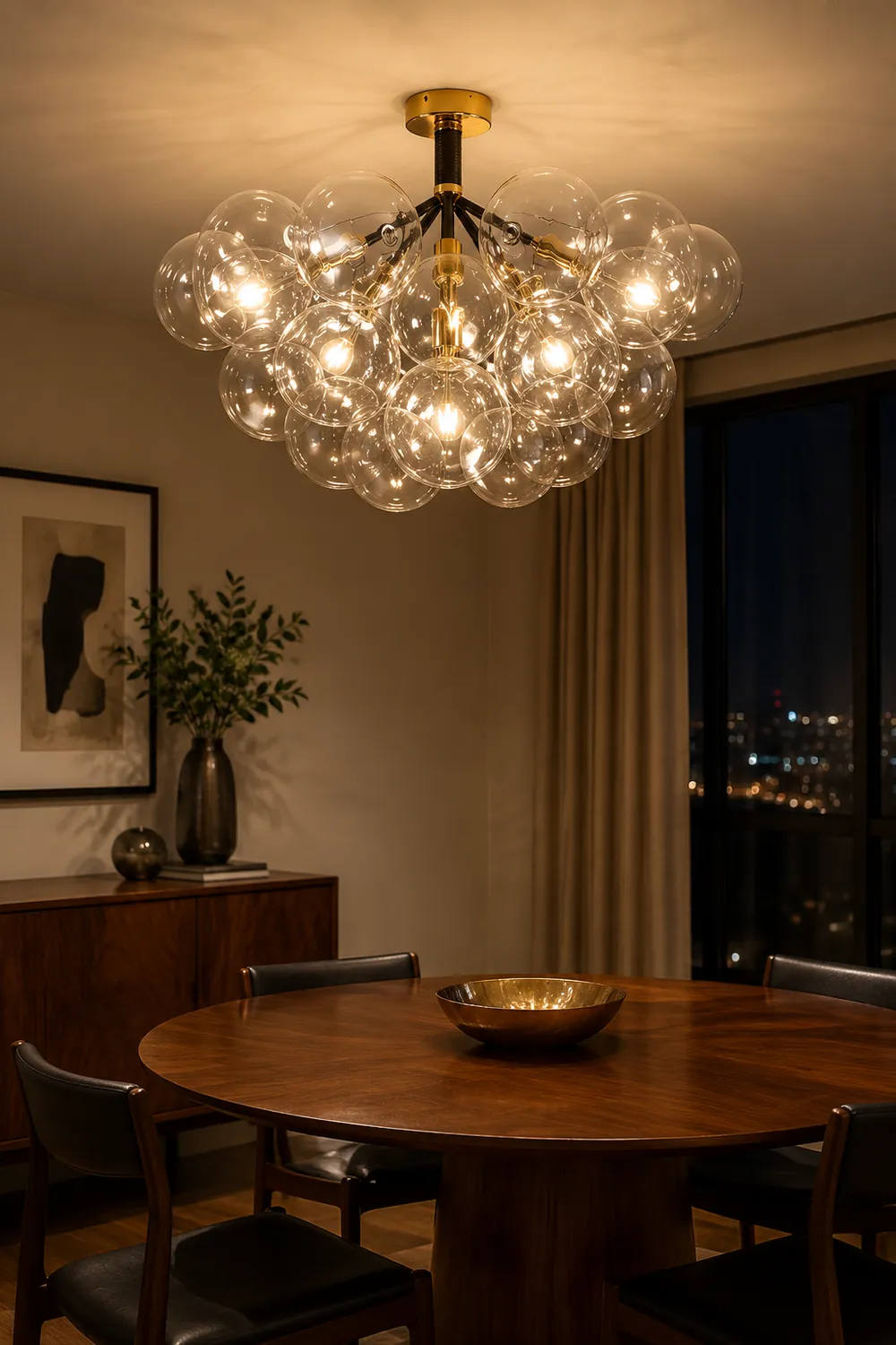 Modern Semi Flush Mount Ceiling Light Glass Bubble  Chandelier - Lumpaz