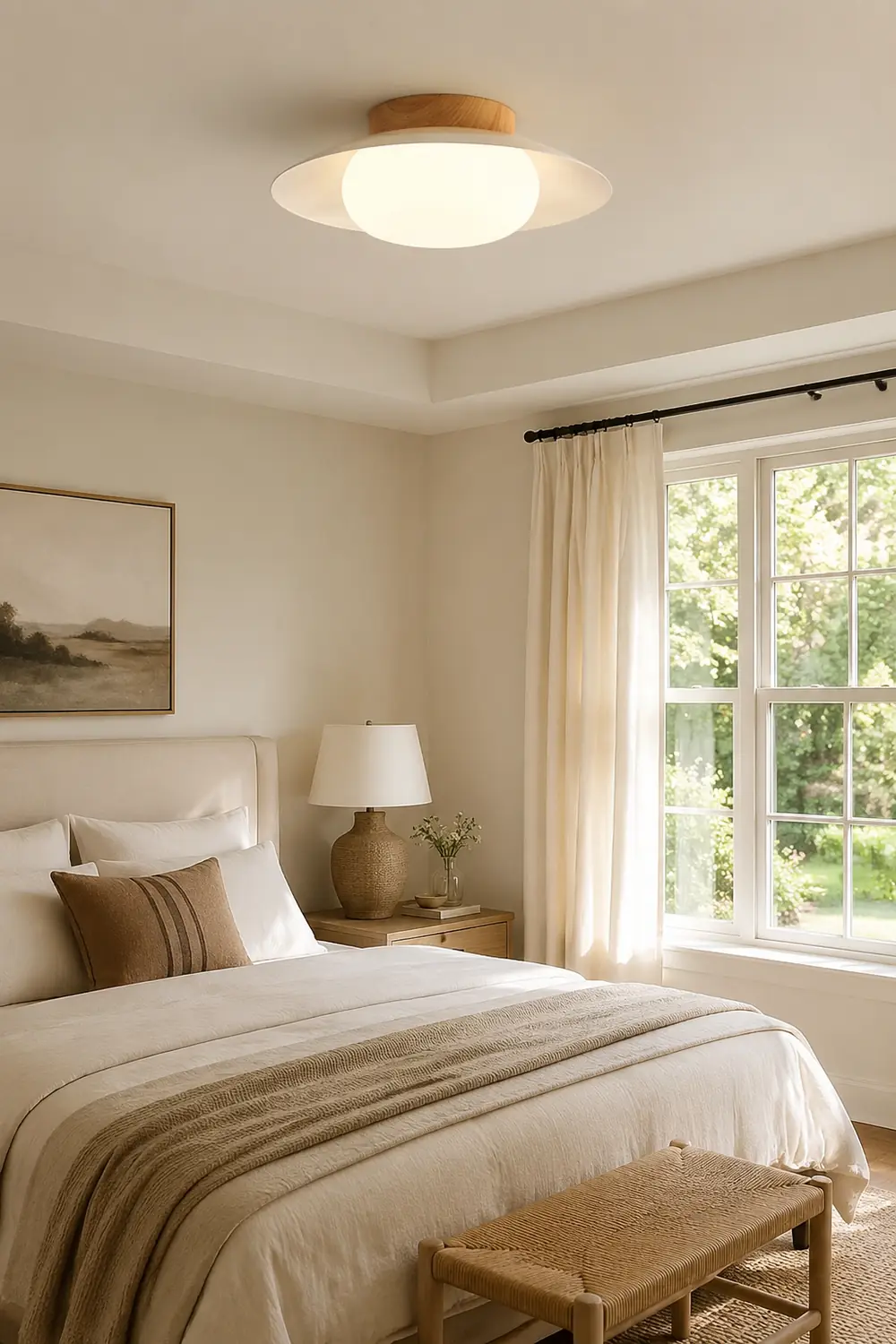 Cream Round White Ceiling Light - Lumpaz