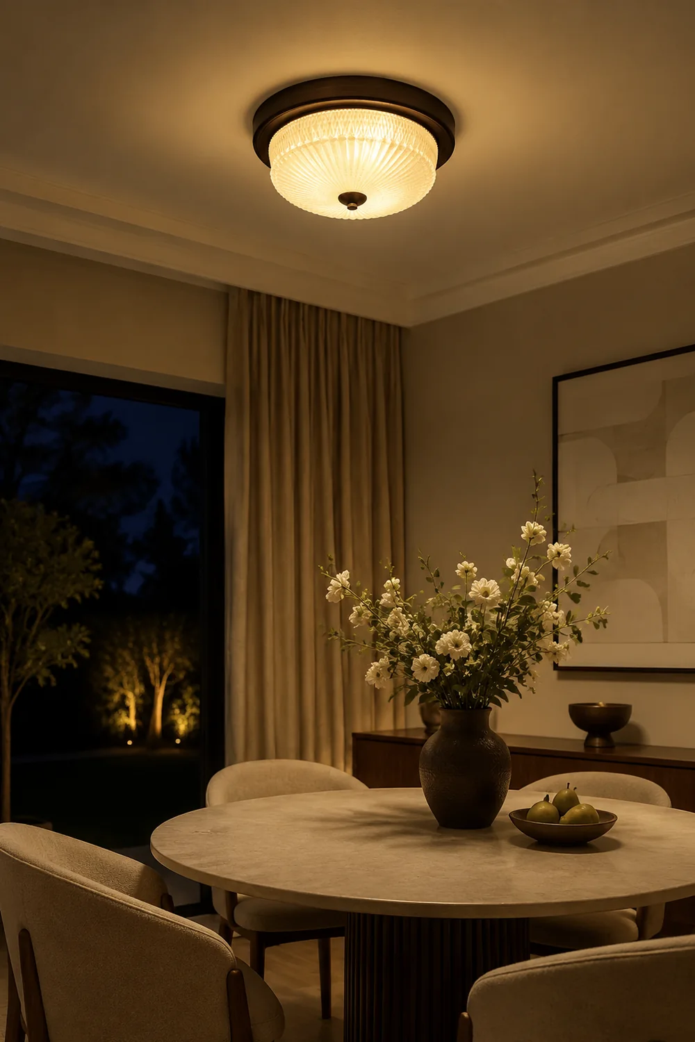 Retro Round Bedroom Ceiling Lamp - Lumpaz